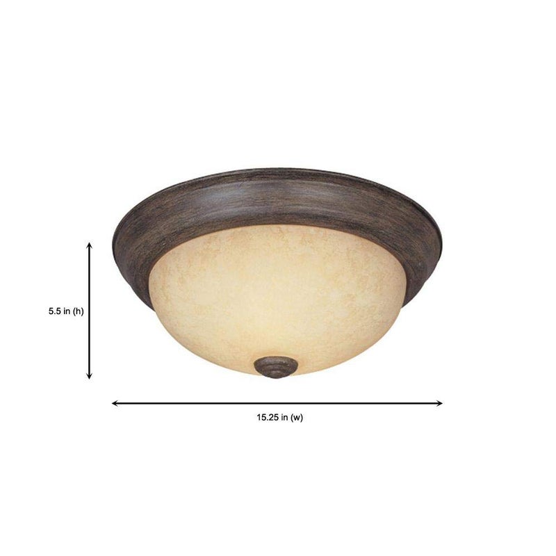 Designers Fountain 15 in Rustic 3-Light Flush Mount Ceiling Light, Warm Mahogany with Amber Glass Shade, 1257L-WM-AM - Image 3